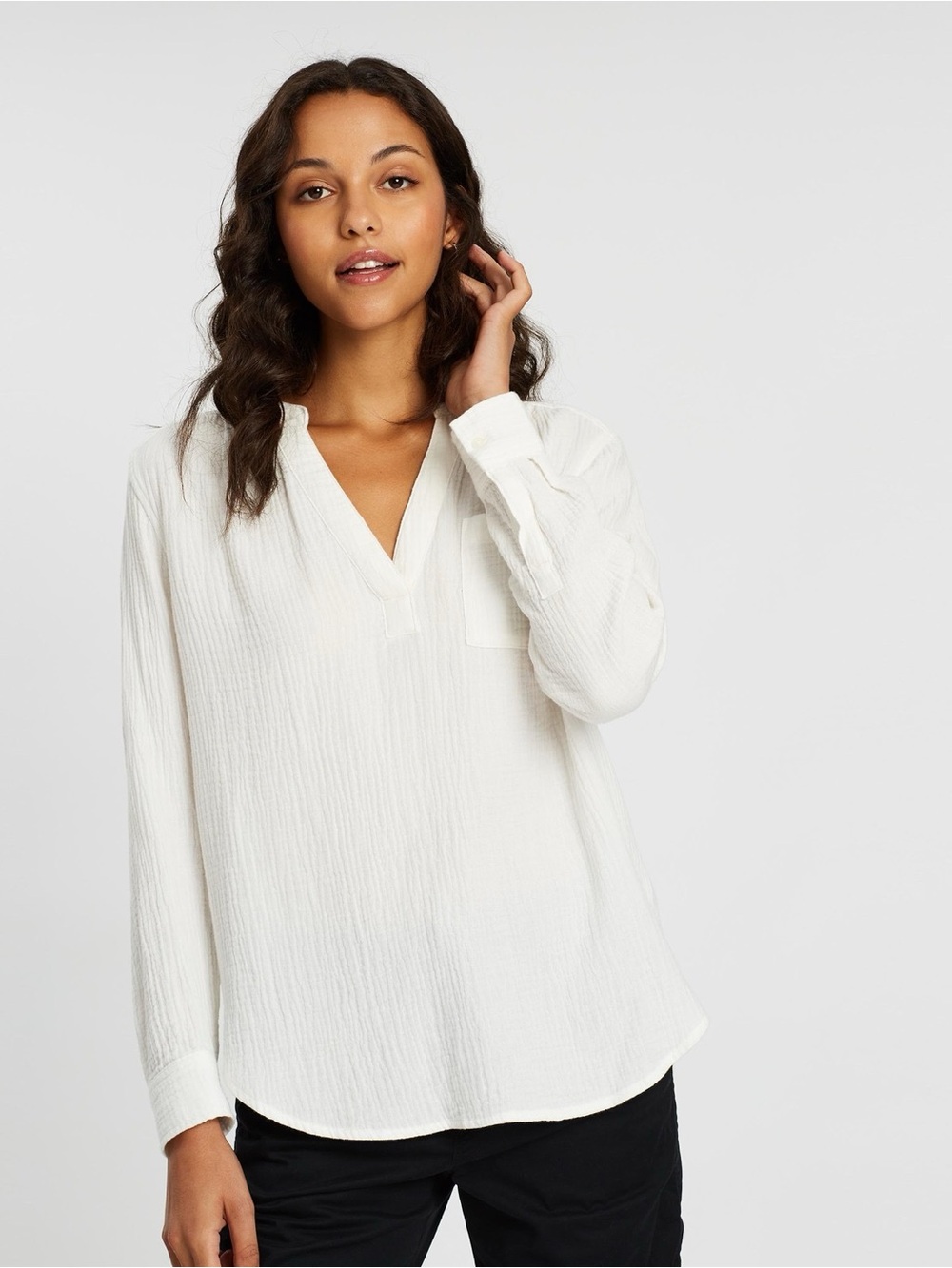 NWOT GAP Long Sleeve Gauzy Popover, Size XXL (20/22), Milk